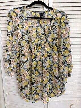 Torrid Floral Blouse - Yellow and Pink